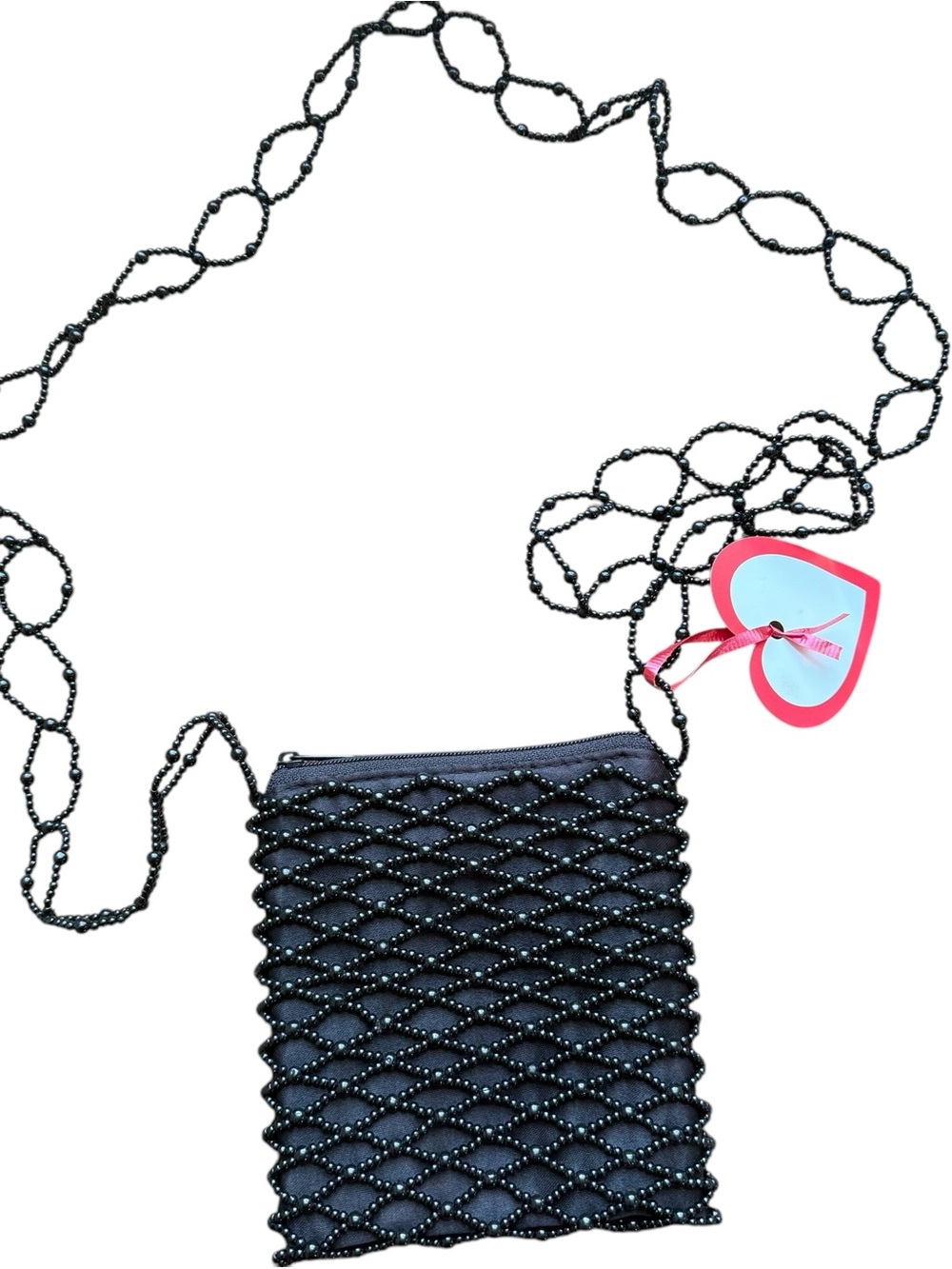Vintage Black Beaded Mini Crossbody Bag Retro Evening Purse Y2K Punk